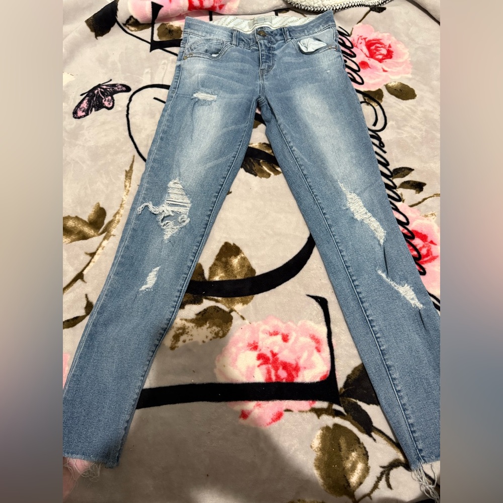 Rewind Light Blue Distressed Skinny Jeans